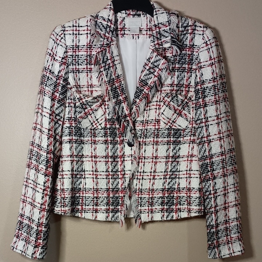 Vintage Studio C Women's Black, Red & White Tweed Blazer